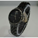 Buy Shop Emporio Armani Crystal Ceramica Black Dial Black Steel Strap Watch For Women - AR1478 USA Online
