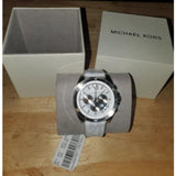 Buy Shop Michael Kors Brecken Chronograph Silver Dial White Leather Strap Watch For Men - MK8949 USA Online