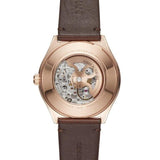 Buy Shop Emporio Armani Meccanico White Skeleton Dial Brown Leather Strap Watch For Men - AR60005 USA Online