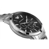 Emporio Armani Sportivo Chronograph Black Dial Silver Steel Strap Watch For Men - AR2460