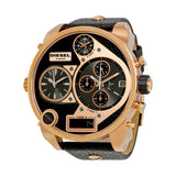 Buy Shop Diesel Big Daddy Gold & Black Dial Black Leather Strap Watch For Men - DZ7261 USA Online