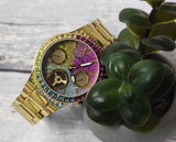Buy Shop Guess Sugarrush Quartz Multicolor Dial Gold Steel Strap Watch For Women - GW0258L1 USA Online