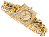 Buy Shop Michael Kors Chain Lock Pave Gold Dial Gold Steel Strap Watch For Women - MK4711 USA Online