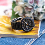 Buy Shop Michael Kors Runway Chronograph Black Dial Black Silicone Strap Watch For Women - MK7385 USA Online