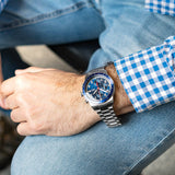 Buy Shop Fossil Sport Tourer Chronograph Blue Dial Silver Steel Strap Watch for Men - FS6047 USA Online