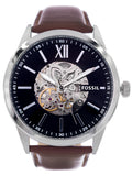 Buy Shop Fossil Flynn Automatic Black Dial Brown Leather Strap Watch for Men - BQ2270 USA Online