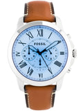 Buy Shop Fossil Grant Chronograph Blue Dial Brown Leather Strap Watch for Men - FS5184 USA Online