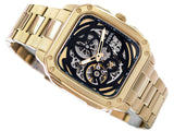 Buy Shop Fossil Inscription Automatic Skeleton Black Dial Gold Steel Strap Watch for Men - BQ2573 USA Online
