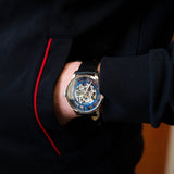 Buy Shop Fossil Townsman Automatic Skeleton Blue Dial Black Leather Strap Watch for Men - ME3200 USA Online