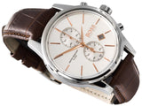 Hugo Boss Jet White Dial Brown Leather Strap Watch for Men - 1513280