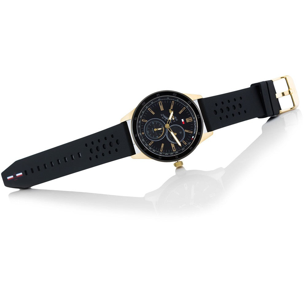 Buy Shop Tommy Hilfiger Austin Black Dial Black Rubber Strap Watch for Men - 1791636 USA Online