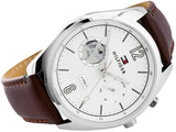 Tommy Hilfiger Deacon White Dial Brown Leather Strap Watch for Men - 1791550