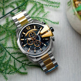 Buy Shop Diesel Mega Chief Chronograph Black Dial Two Tone Steel Strap Watch For Men - DZ4581 USA Online