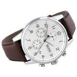 Hugo Boss Navigator White Dial Brown Leather Strap Watch for Men - 1513495