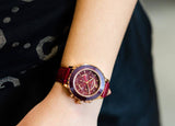 Swarovski Octea Lux Chrono Red Dial Red Leather Strap Watch for Women - 5547642