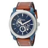 Buy Shop Fossil Machine Chronograph Blue Dial Brown Leather Strap Watch for Men - FS5232 USA Online