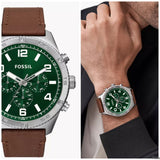 Buy Shop Fossil Brox Multifunction Green Dial Brown Leather Strap Watch for Men - BQ2801 USA Online