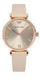 Buy Shop Emporio Armani Gianni T Bar Gunmetal Dial Beige Leather Strap Watch For Women - AR1681 USA Online