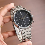 Buy Shop Fossil The Commuter Black Dial Silver Steel Strap Watch for Men - FS5399 USA Online