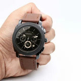Buy Shop Fossil Machine Flight Chronograph Brown Dial Brown Leather Strap Watch for Men - FS4656 USA Online