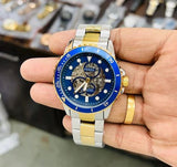 Buy Shop Fossil FB-01 Automatic Skeleton Blue Dial Two Tone Steel Strap Watch for Men - ME3191 USA Online