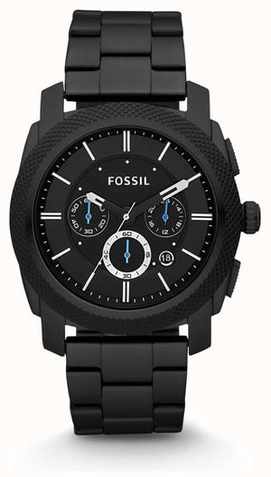 Buy Shop Fossil Machine Chronograph Black Dial Black Steel Strap Watch for Men - FS4552 USA Online