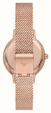 Buy Shop Emporio Armani Gianni T Bar Silver Dial Rose Gold Mesh Bracelet Watch For Women - AR1956 USA Online