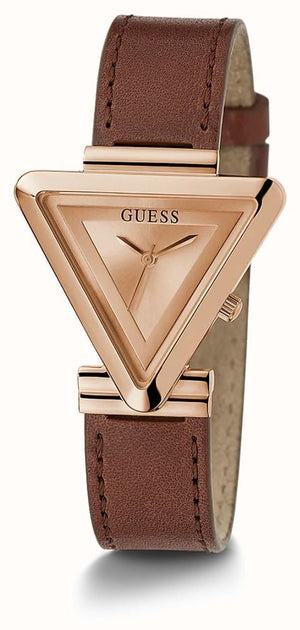 Buy Shop Guess Fame Quartz Rose Gold Dial Brown Leather Strap Watch For Women - GW0548L2 USA Online