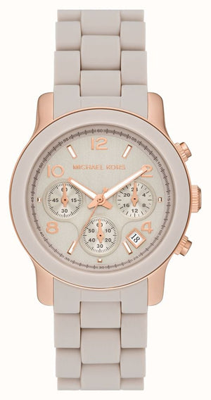 Buy Shop Michael Kors Runway Chronograph Grey Dial Grey Silicone Strap Watch For Women - MK7386 USA Online