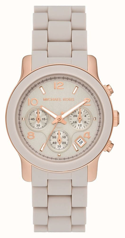 Buy Shop Michael Kors Runway Chronograph Grey Dial Grey Silicone Strap Watch For Women - MK7386 USA Online