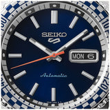 Seiko 5 Sports Petrol Blue Checker Flag Special Edition Blue Dial Silver Steel Strap Watch For Men - SRPK65K1