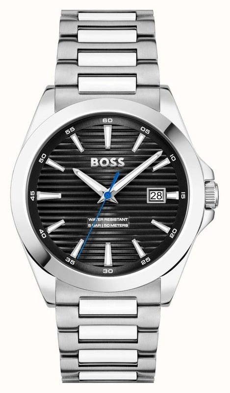 Buy Shop Hugo Boss Strike Black Dial Silver Steel Strap Watch for Men - 1514170 USA Online
