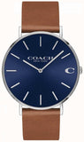 Coach Charles Blue Dial Brown Leather Strap Watch for Men - 14602151