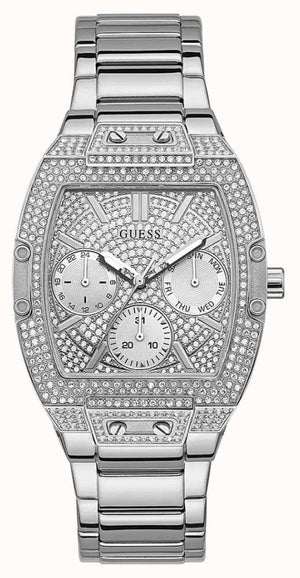 Buy Shop Guess Raven Diamonds Silver Dial Silver Steel Strap Watch for Women - GW0104L1 USA Online