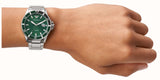 Emporio Armani Three Hand Green Dial Silver Steel Strap Watch For Men - AR11338