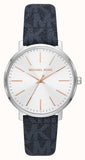 Buy Shop Michael Kors Pyper Quartz Silver Dial Blue Leather Strap Watch For Women - MK7244 USA Online