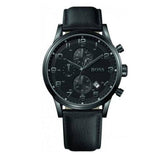 Buy Shop Hugo Boss Blackout Chronograph Black Dial Black Leather Strap Watch For Men - HB1512567 USA Online