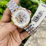 Buy Shop Fossil Townsman Automatic Skeleton White Dial Two Tone Steel Strap Watch for Men - ME3075 USA Online