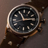 Maurice Lacroix Pontos Diver Limited Edition Black Dial Brown Leather Strap Watch For Men - PT6248-BRZ01-330-3