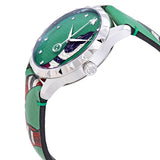 Gucci G Timeless Le Marche Des Merveilles Green Dial Green Leather Strap Watch for Women - YA1264081