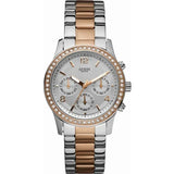 Guess Mini Spectrum Quartz Silver Dial Two Tone Steel Strap Watch For Women - W0122L1