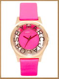 Buy Shop Marc Jacobs Henry Skeleton Pink Dial Pink Leather Strap Watch for Women - MBM1243 USA Online