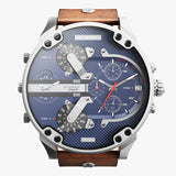 Buy Shop Diesel Mr Daddy Chronograph Blue Dial Brown Leather Strap Watch For Men - DZ7314 USA Online