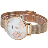 Buy Shop Fossil Jacqueline Three-Hand White Dial Rose Gold Mesh Bracelet Watch for Women - ES4534 USA Online