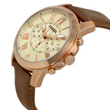 Buy Shop Fossil Grant Chronograph White Dial Brown Leather Strap Watch for Men - FS4991 USA Online