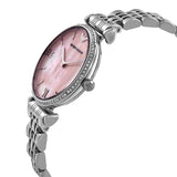 Buy Shop Emporio Armani Gianni T Bar Pink Mother of Pearl Dial Silver Steel Strap Watch For Women - AR1779 USA Online