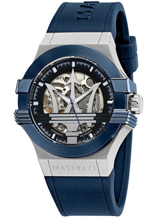 Buy Shop Maserati Potenza Skeleton Dial Quartz Blue Silicon Watch For Men - R8821108028 USA Online