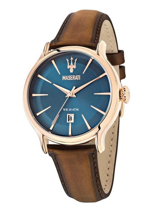 Buy Shop Maserati Epoca Blue Dial Brown Leather Strap Watch For Men - R8851118001 USA Online