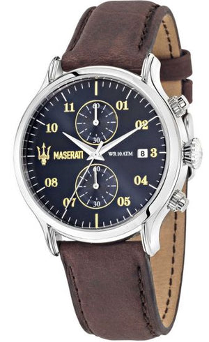 Buy Shop Maserati Epoca Chronograph Blue Dial Brown Leather Strap Watch For Men - R8871618001 USA Online