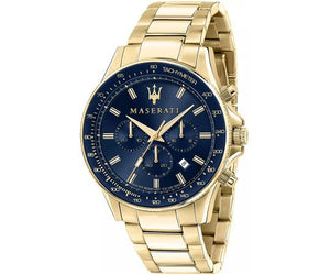 Buy Shop Maserati SFIDA Analog Blue Dial Gold Stainless Steel Watch For Men - R8873640008 USA Online